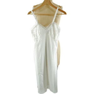70's Embroidered White Chiffon Bodice Slip by Dixie Bell